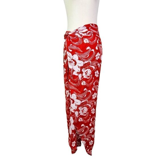 Faithfull the brand lulu size 4 red & white floral women’s zip back maxi skirt - Picture 2 of 13